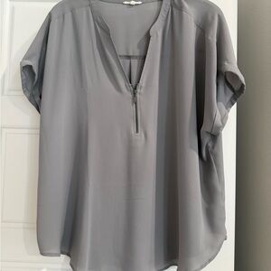 Maurices Light Gray Blouse with Zipper
